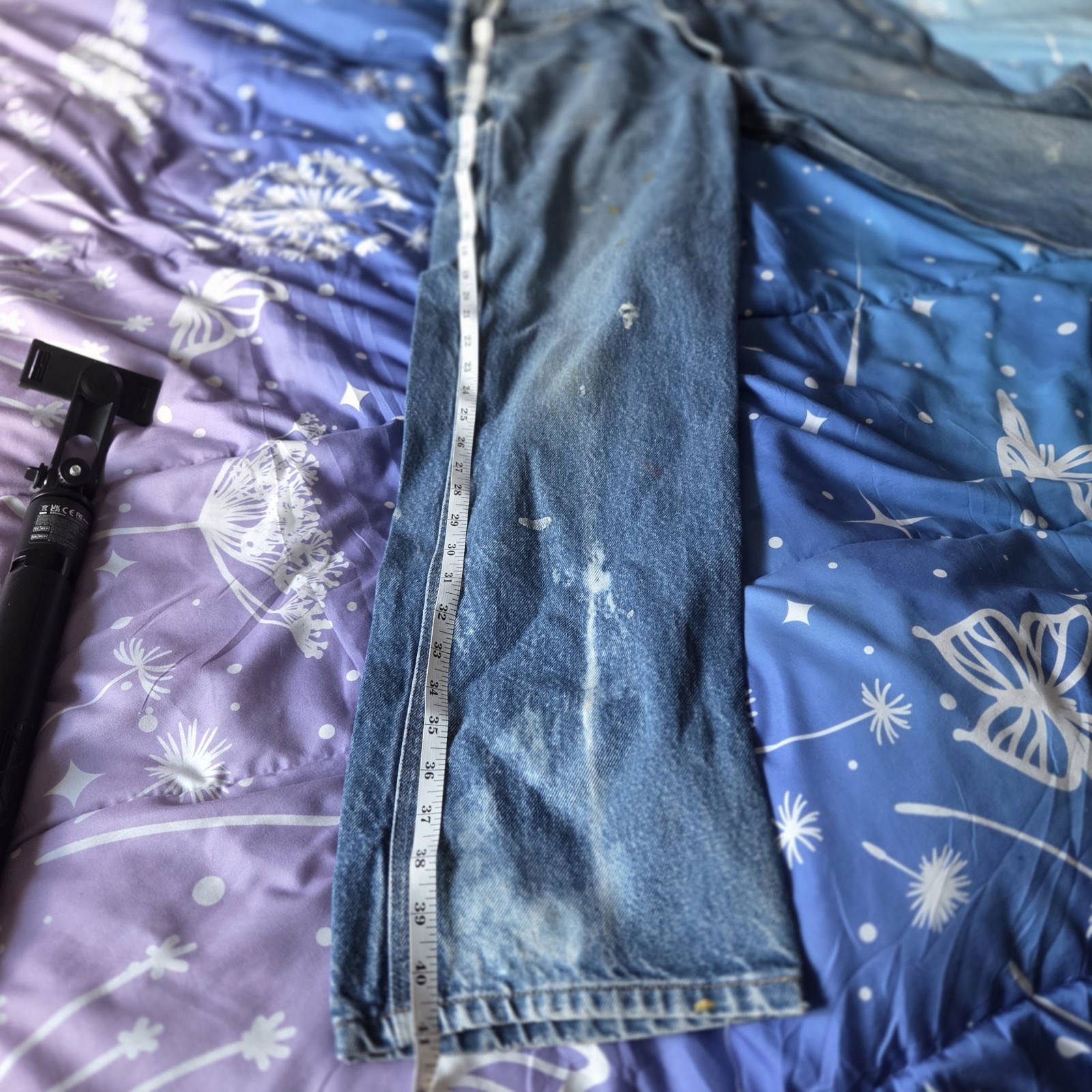 Carhartt Paint Splatter Work Jeans Mens Blue Denim Distressed Painter