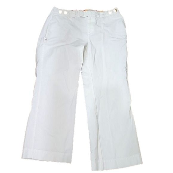 Tommy Hilfiger Pants cropped White Cotton Mid-rise Straight Leg Women’s 6