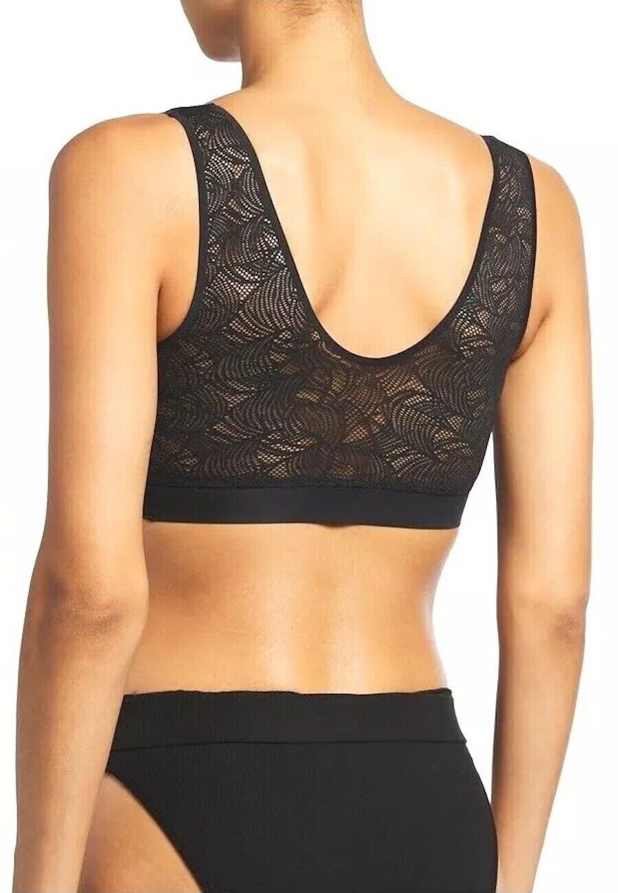 New Chantelle C11G10 Soft stretch Padded Lace Back Bra SZ XS/S Black