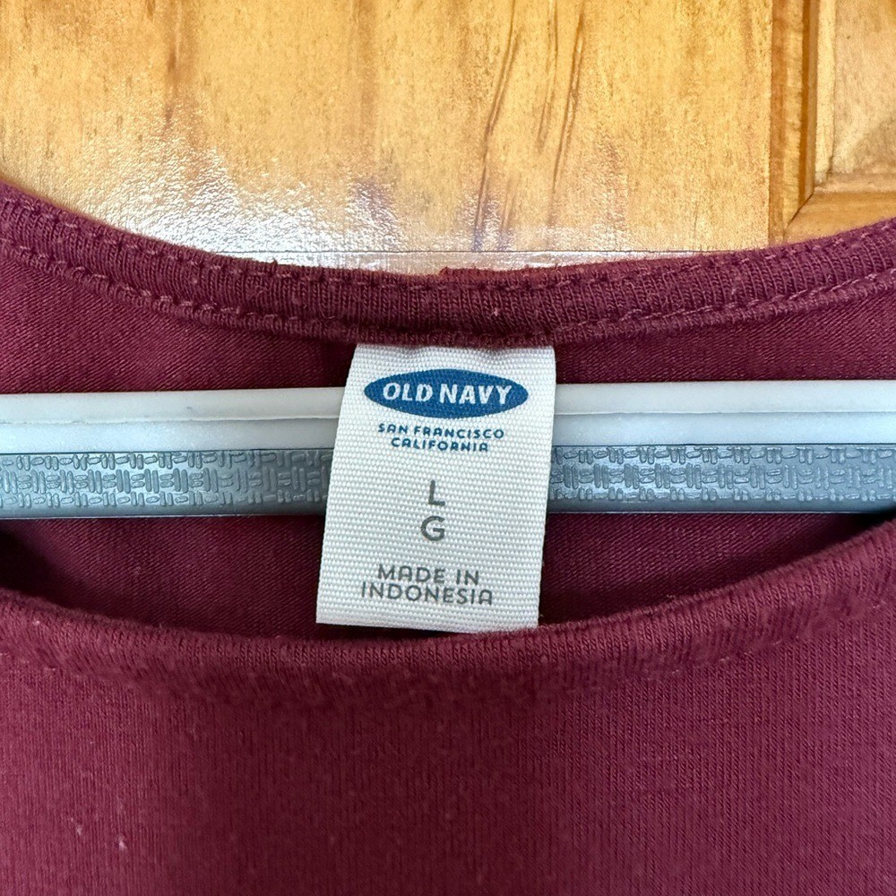 Old Navy Deep Red Long Sleeve Top Flowy Dress size Large