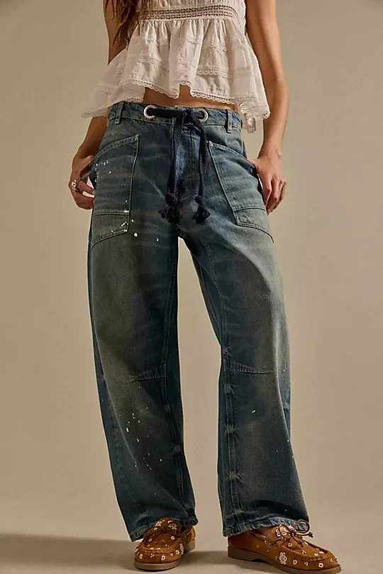 Freepeople – We The Free Moxie Pull-On Barrel Jeans – Discount