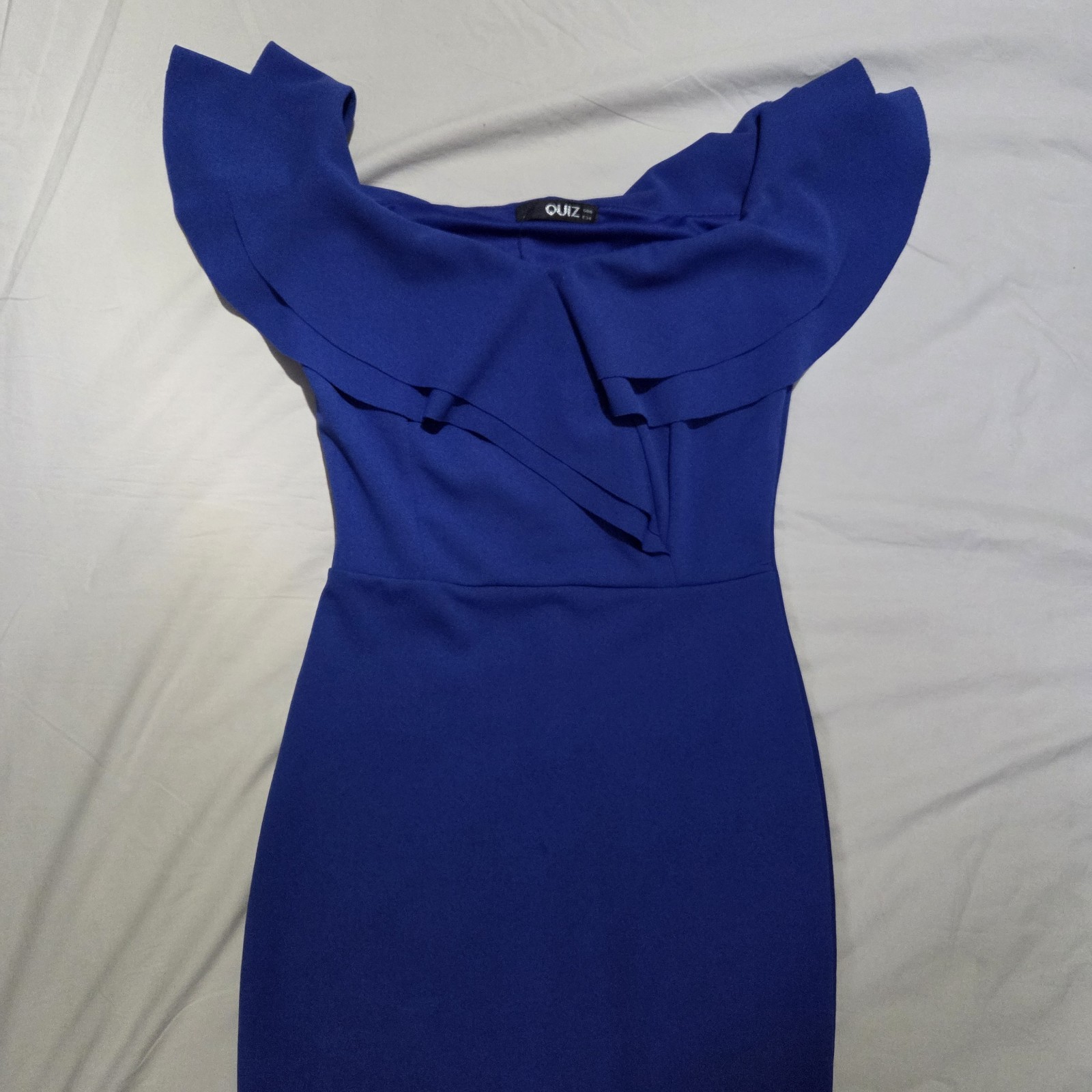 QUIZ ROYAL BLUE OFF-SHOULDER MERMAID STYLE DESIGNER DRESS NWT