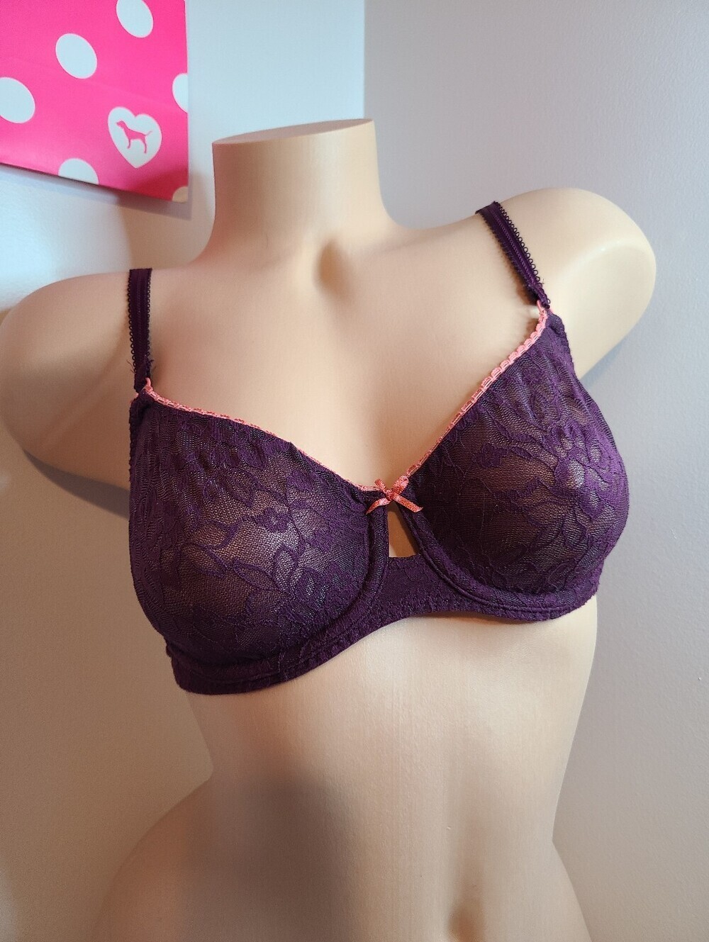 Y2K b.tempt’d Sheer Stretch Lace Unlined Underwire Bra Size 32D