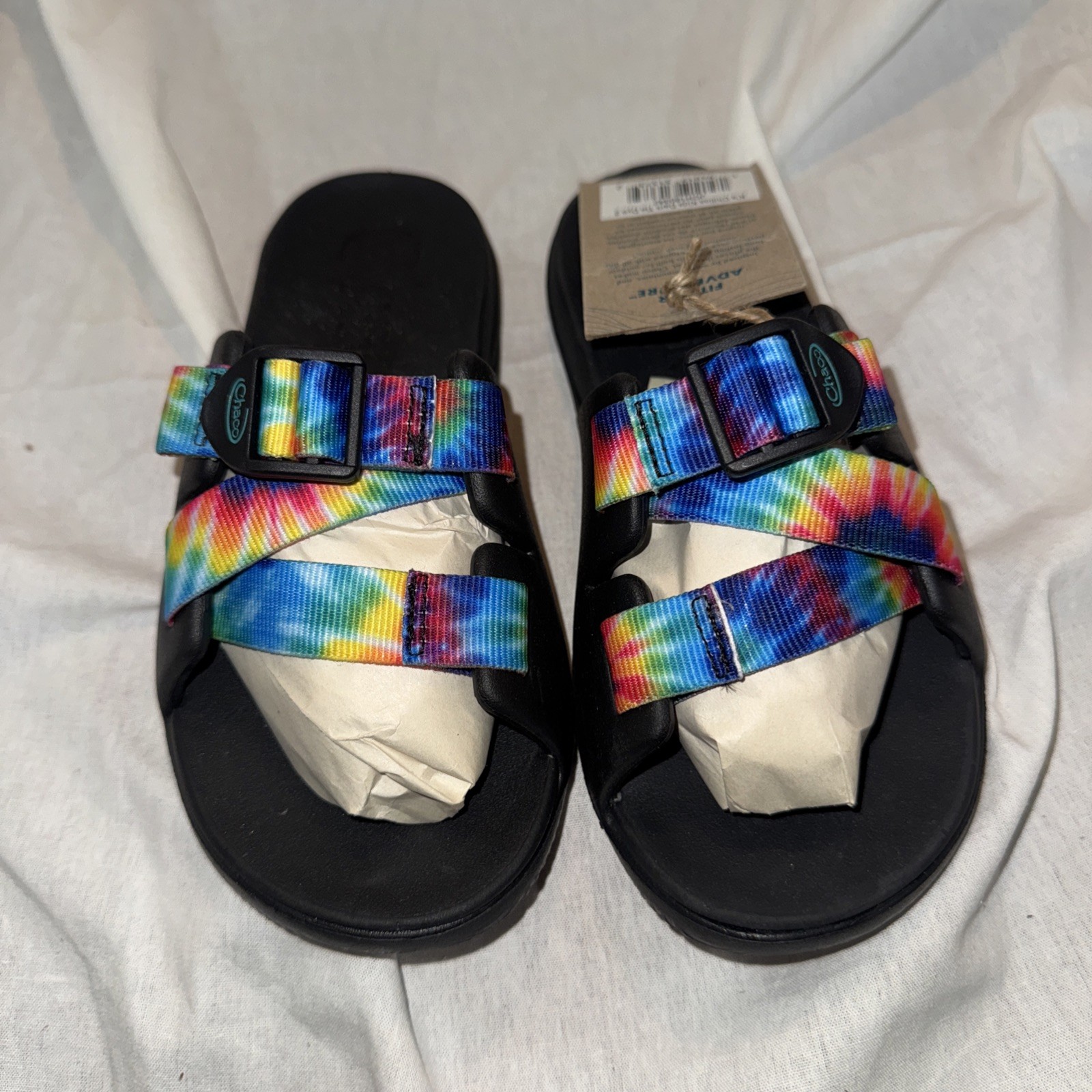 Chaco Chillos Kids Dark Tie Dye Slides Sandals JCH180342 Size 2 NWT
