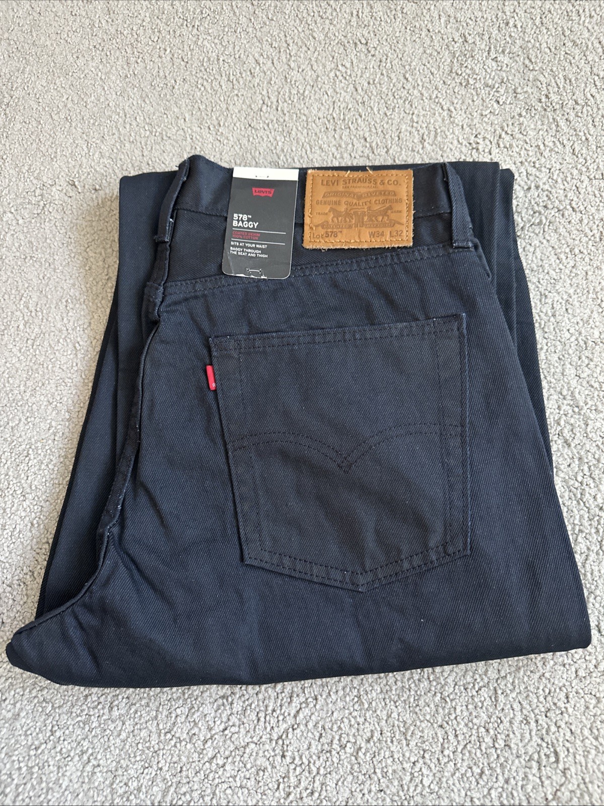 Levi’s Premium 578 Coated Baggy Jeans Tag Sz. 34×32 Measured 34X30 See Des