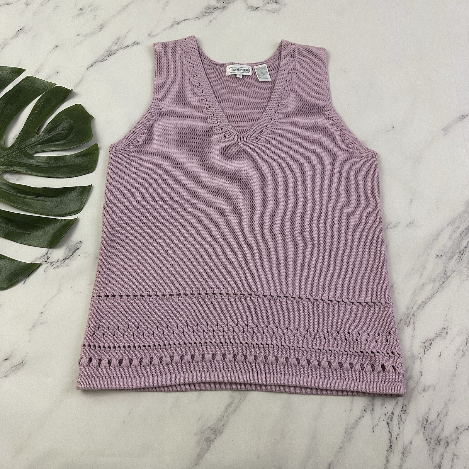 Jeanne Pierre Womens Vintage Sleeveless Sweater Size M Pastel Purple Knit