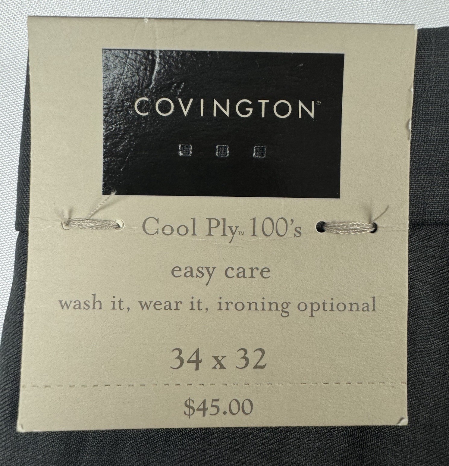 Covington Men’s Cool Ply 100s Formal Dress Pants 34×32 Pleated Super Hi-Twist