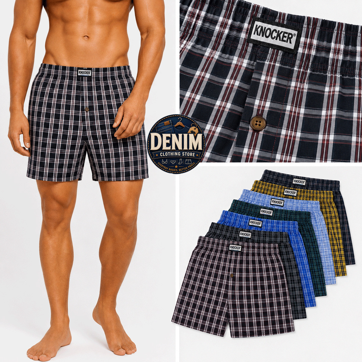 3 6 12 Pack Lot Men’s Premium Boxer Underwear Plaid Shorts Briefs Trunk Cotton