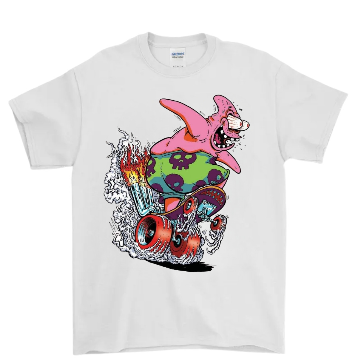 Vintage Crazy Starfish Skateboarding Graphic T-Shirt Retro Skater Tee