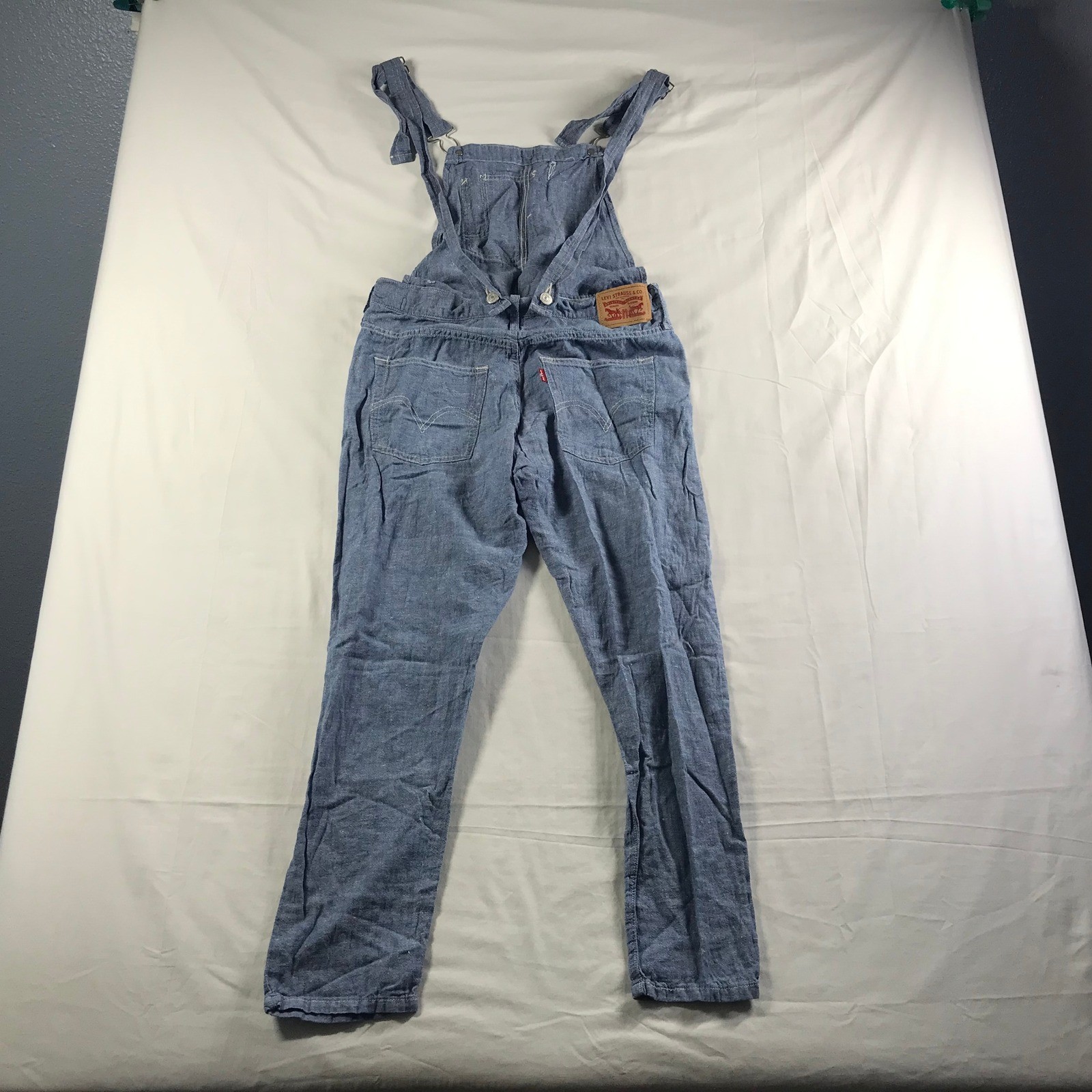 Levi Strauss Womens Blue Cotton Linen Blend Bib Overalls Size S 22866-0002
