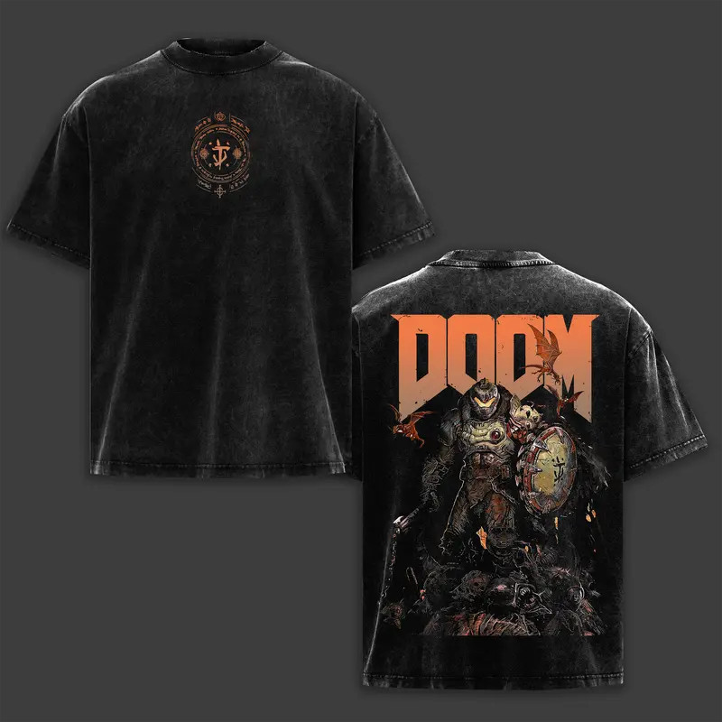 DOOM The Dark Ages Doom Slayer Gamer Graphic T-Shirt Retro Video Game Tee