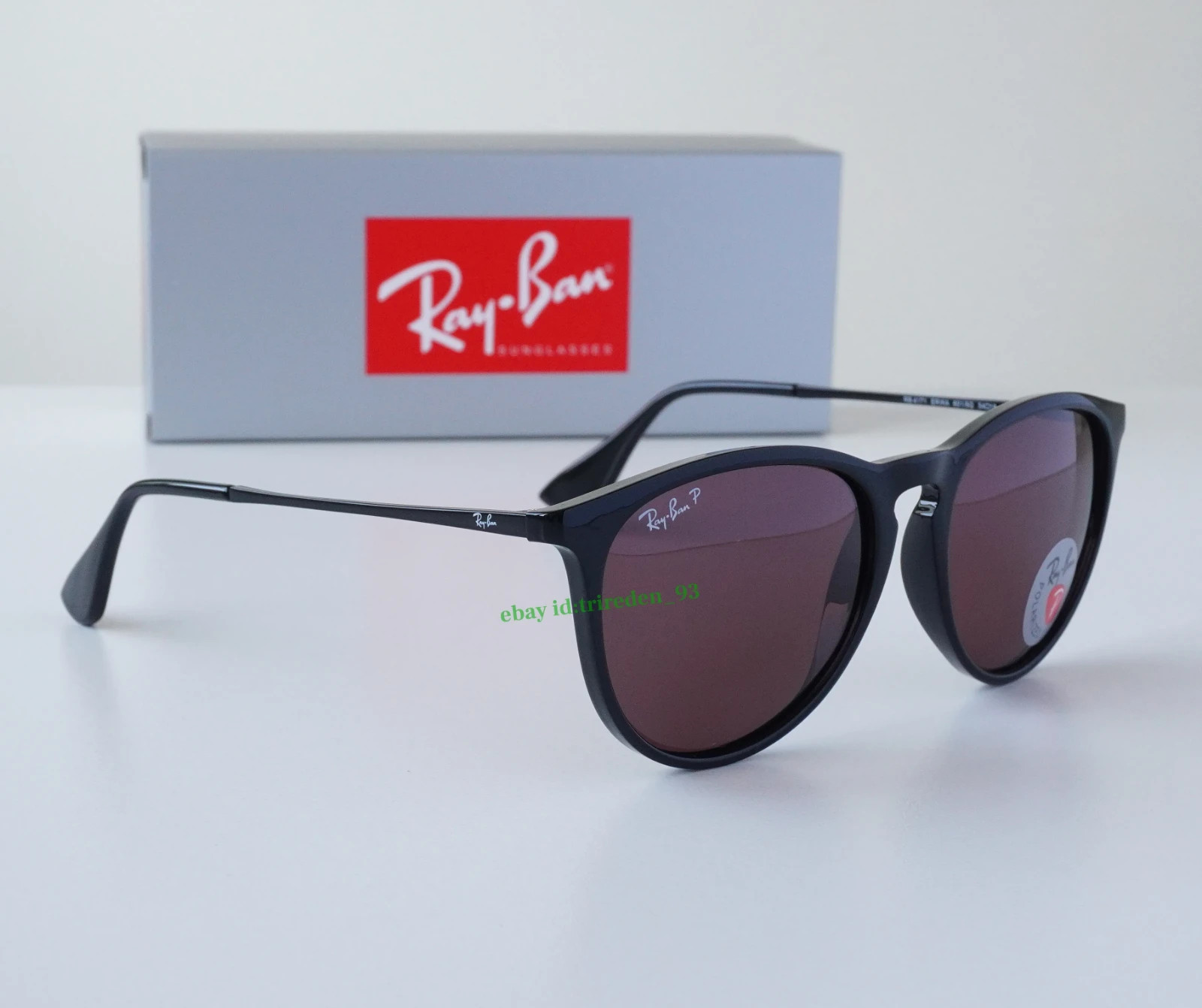 Ray-Ban Erika RB4171 601/5Q Polarized Sunglasses Lens Purple / Black Frames 54MM