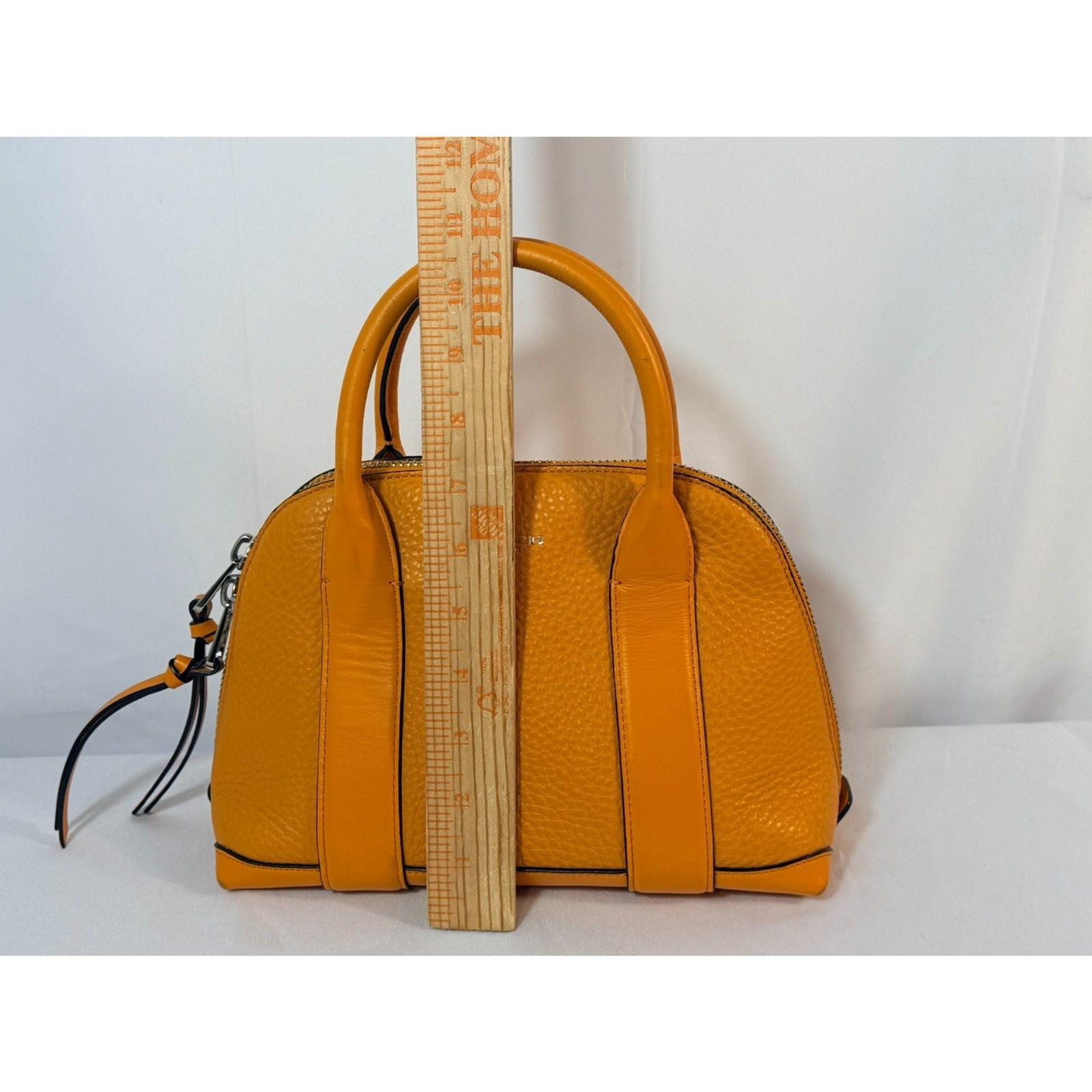 COACH Bleecker Leather Mini Preston Satchel Bright Mandarin F30143 Bowler RARE