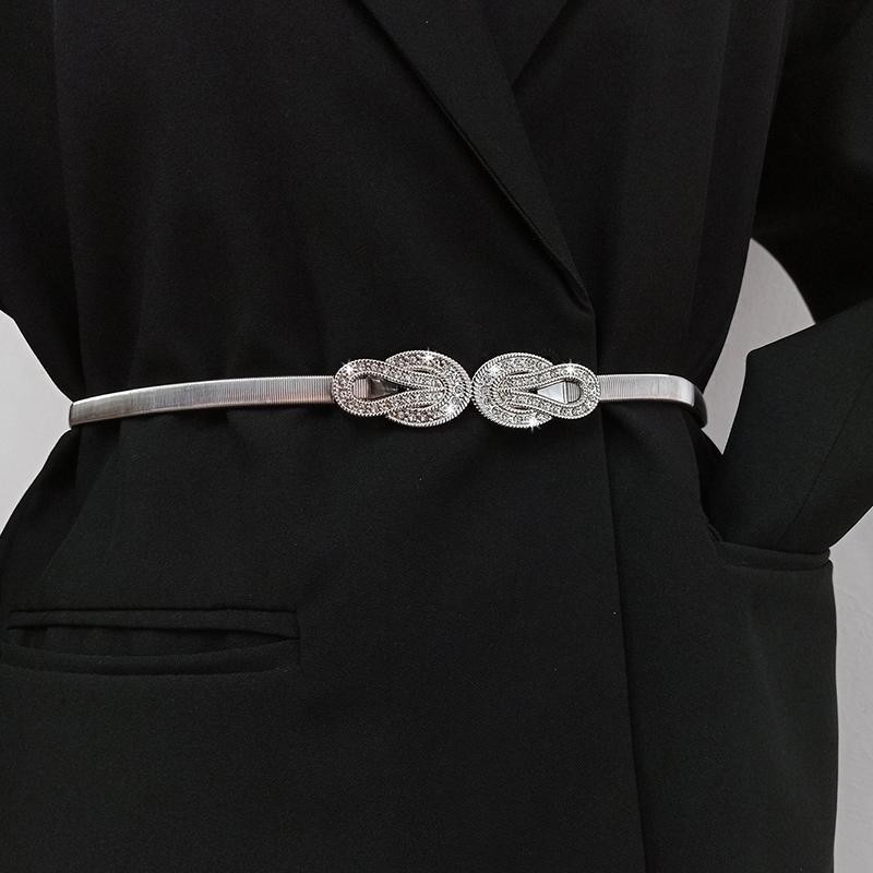 Elegant Gold Chain Belt for Women Adjustable Waist Stretch Metal Dress Belt