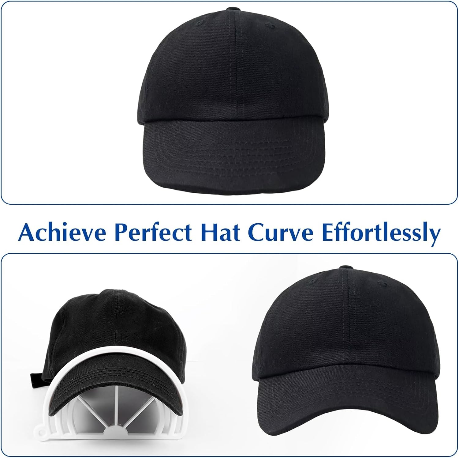 4 Pcs White+Black Hat Bill Bender – Baseball Cap Brim Curver Shaper – Fast Ship!