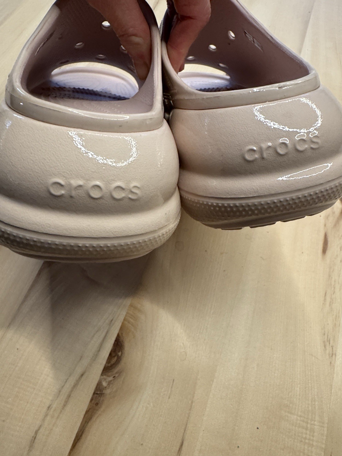 Crocs Crush High Shine Light Pink Baby Pink Platform Slides M 5 W 7