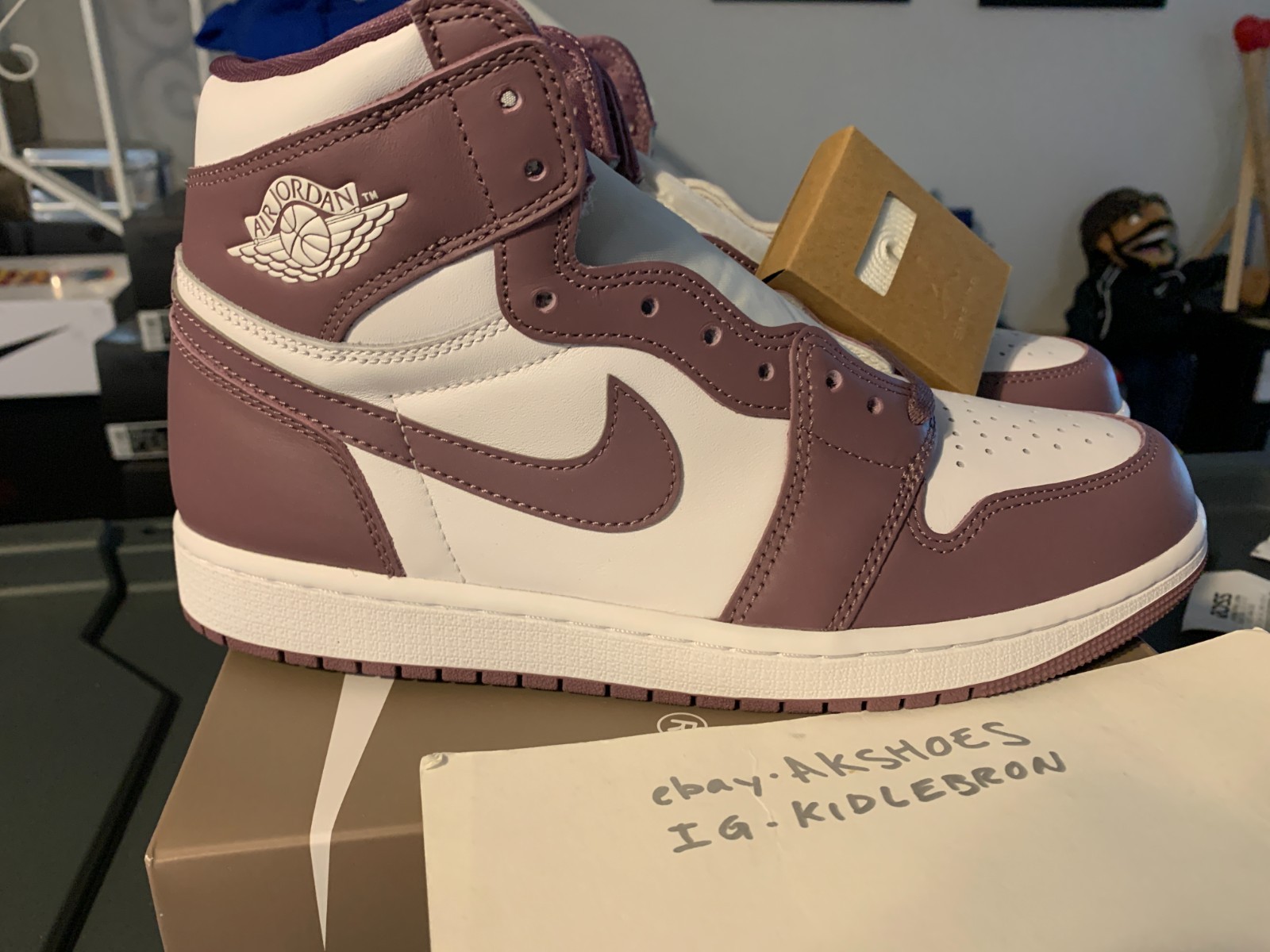 NEW Nike Air Jordan 1 Retro High OG Mauve White DZ5485-105 Mens 9 banned 85