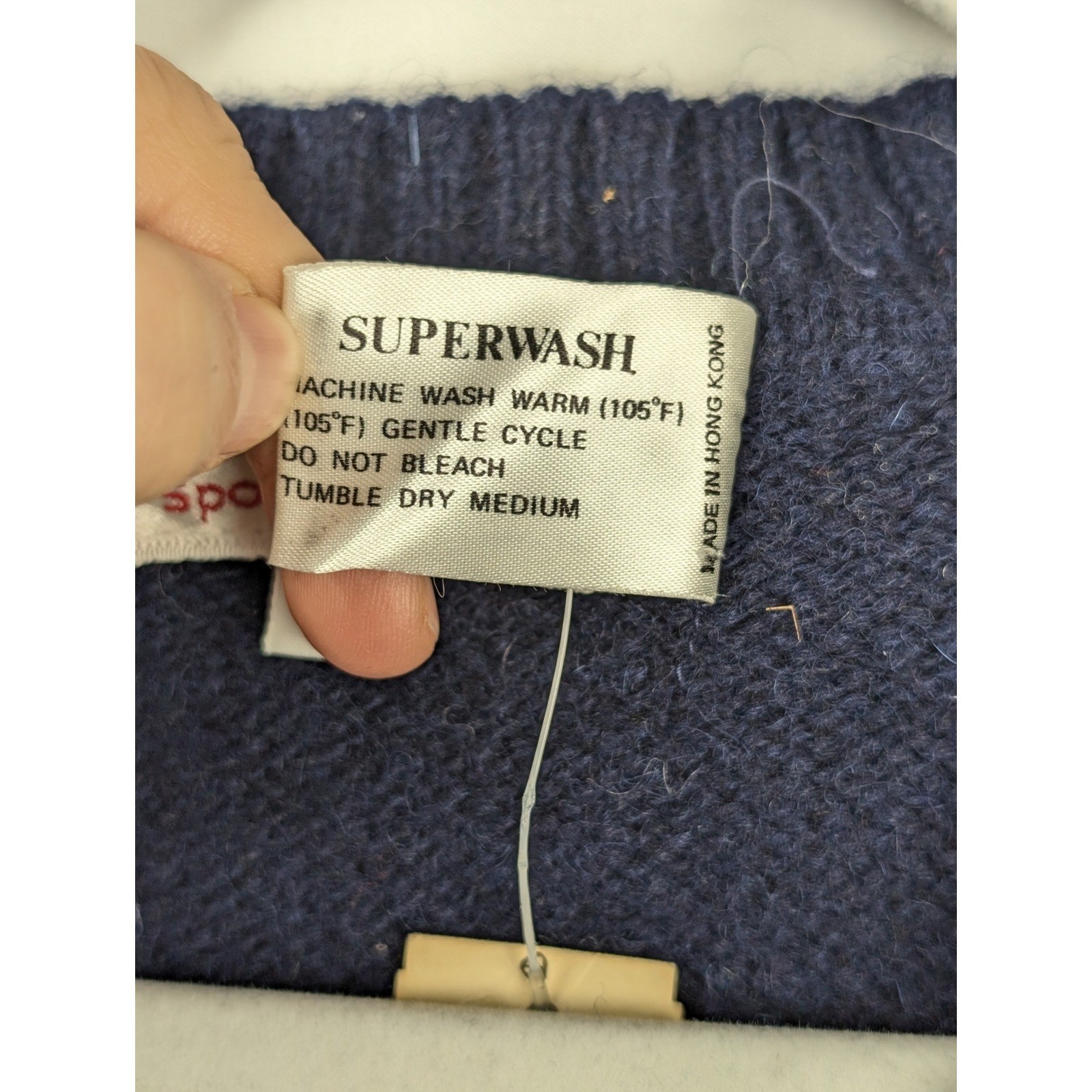 Vintage McGregor Mens Cable Knit Wool Sweater Sz M Navy Blue Fisherman Deadstock