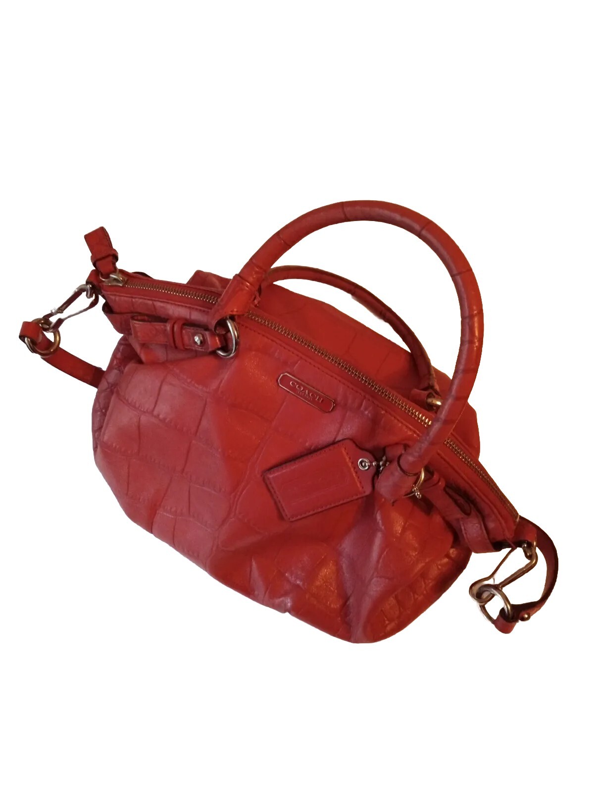Coach Madison Sophia Satchel Shoulderbag Exotic Croc Embossed Coral