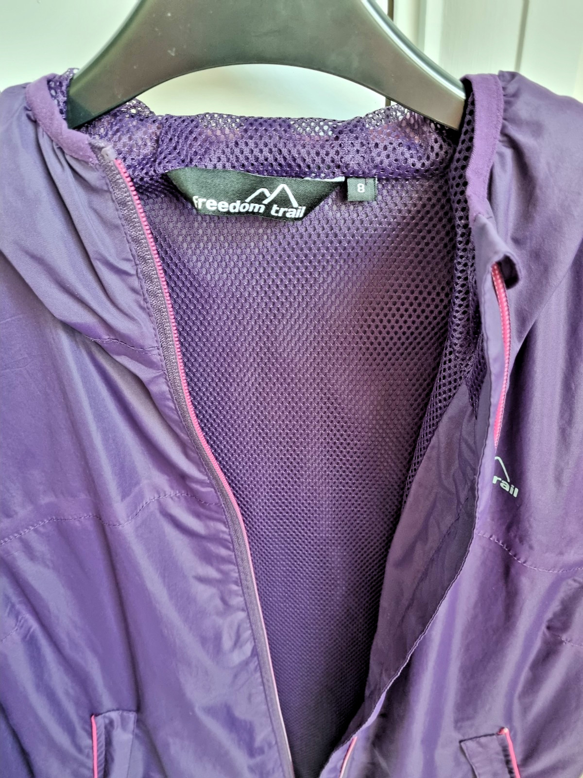 Freedom Trail Womens Windbreaker Jacket Size UK 8 Purple Hooded Showerproof