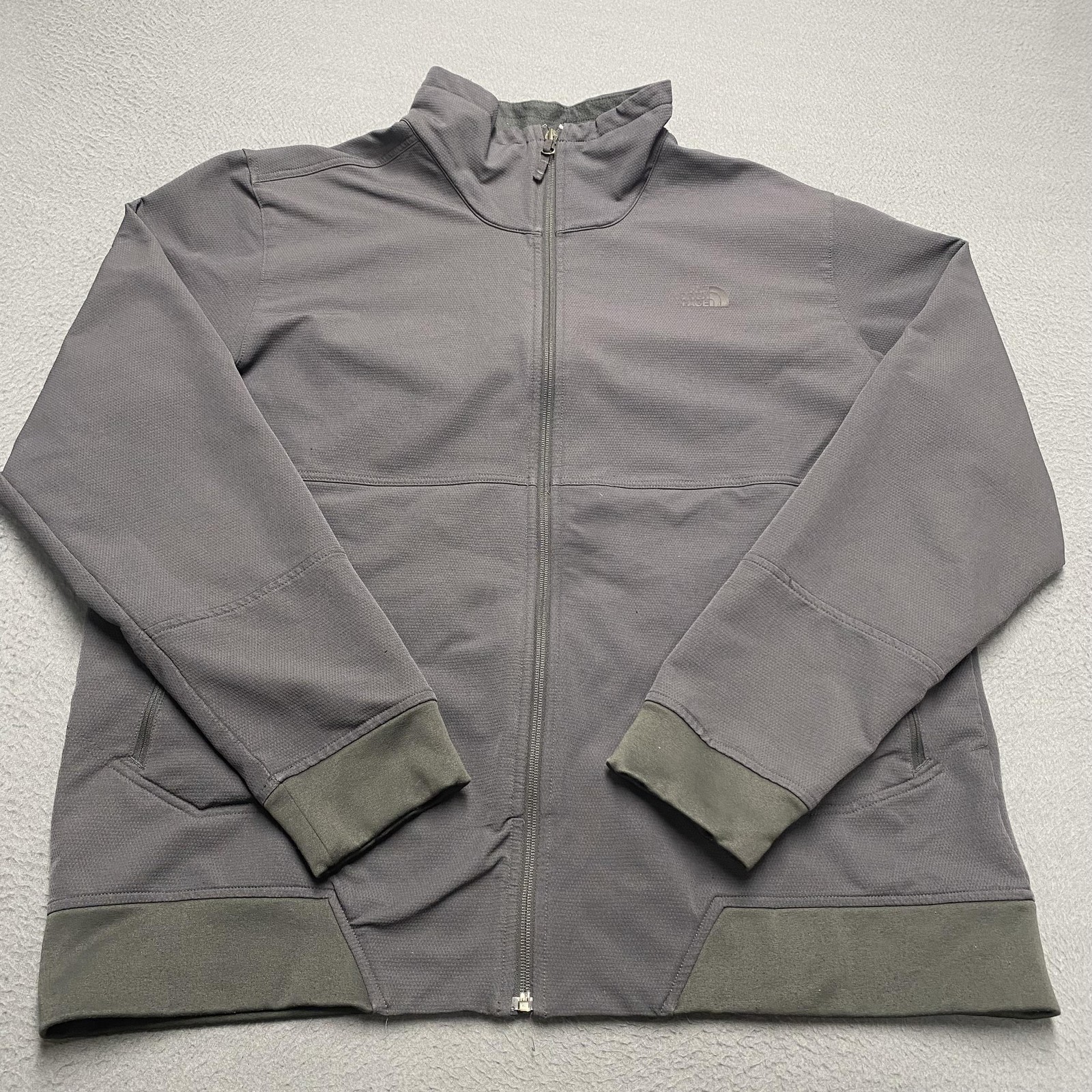The North Face Jacket Mens XL Gray Softshell Full Zip Stand Collar Zip Pockets