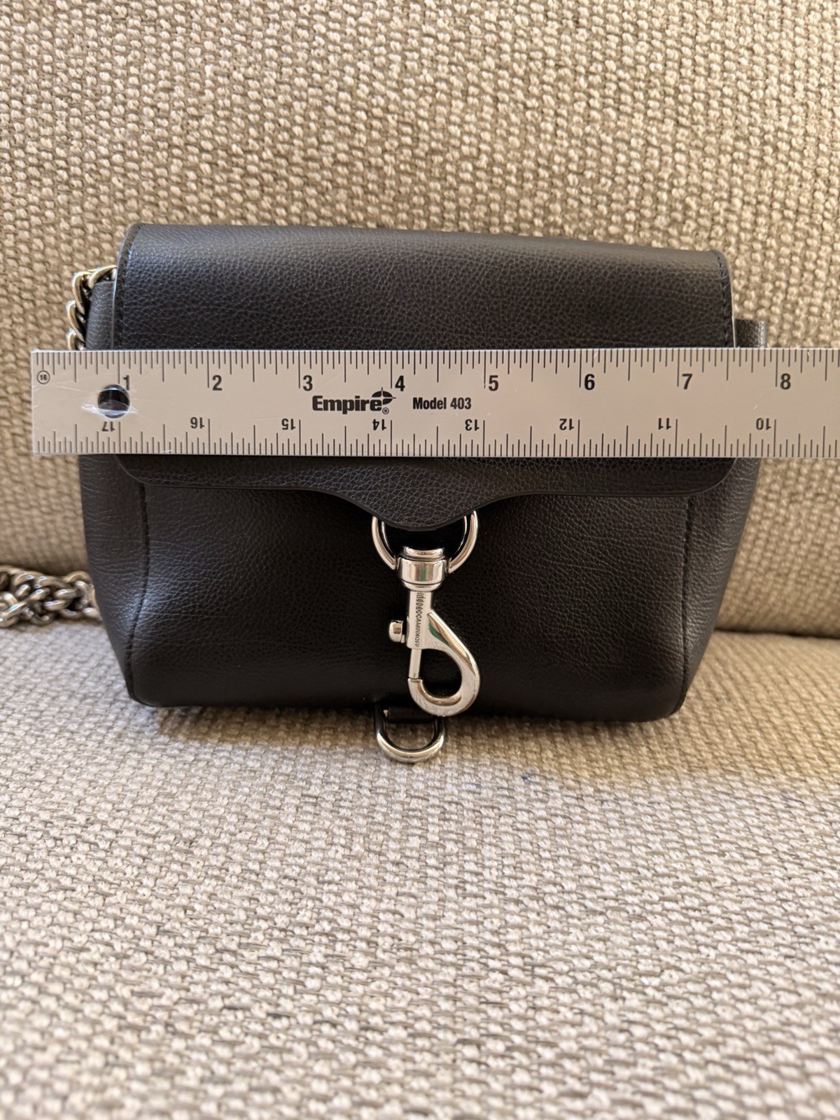 Rebecca Minkoff Mini MAC Black Pebbled Leather Crossbody Bag Silver Hardware