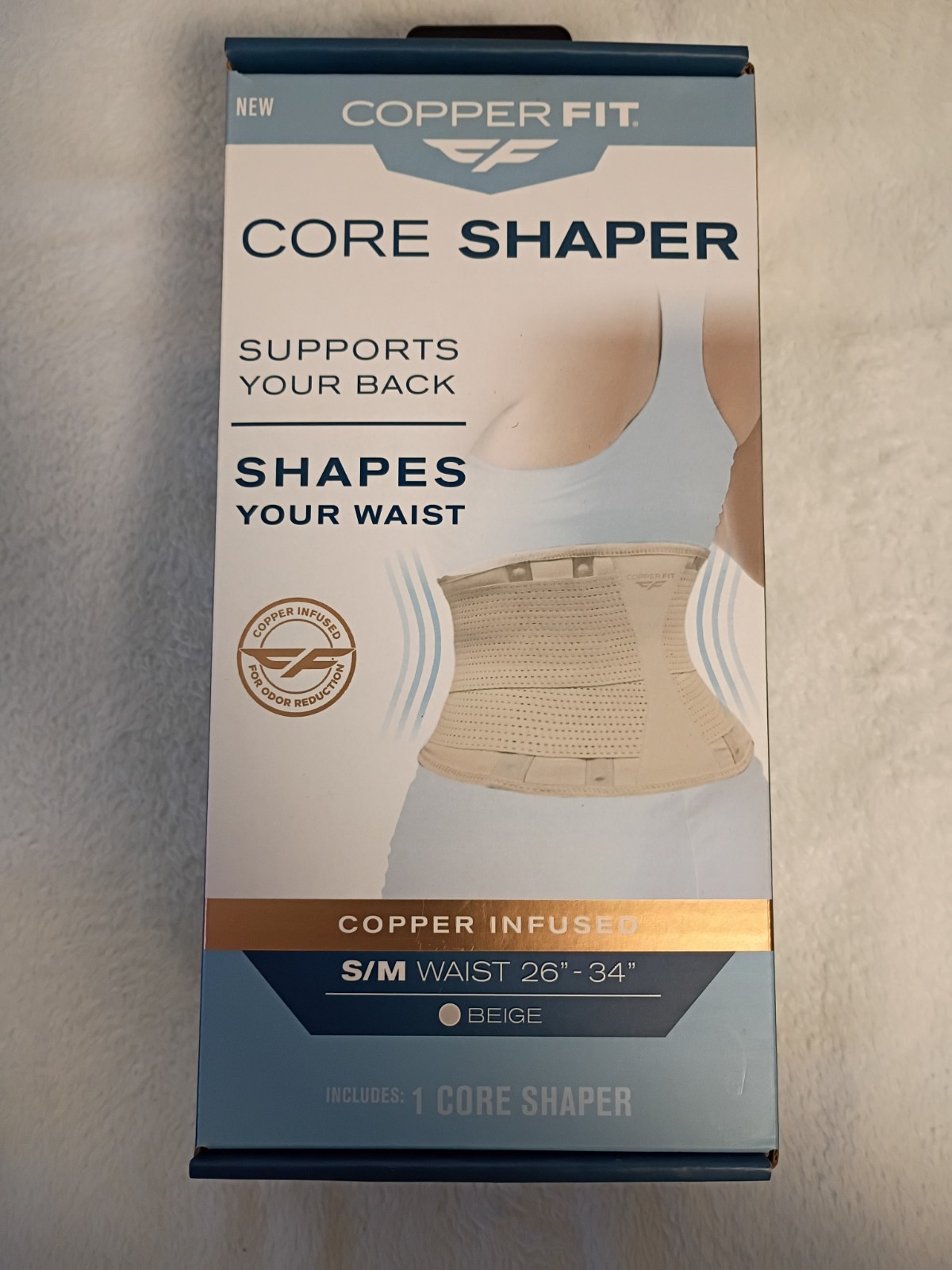 Copper Fit Core Waist Belt Shaper Women Beige S/M Waist 26″-34″ New In Box