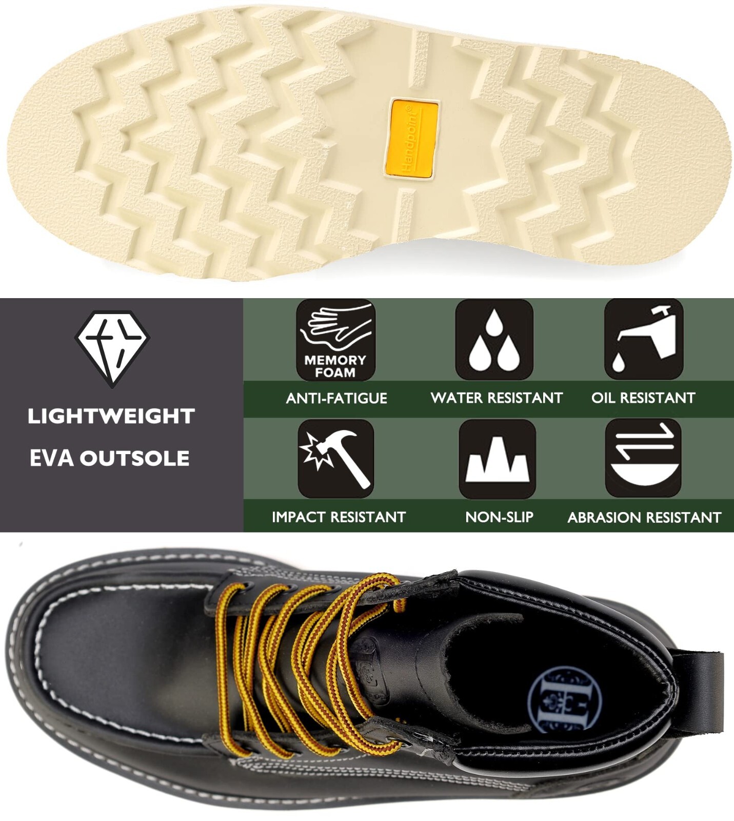 Construction Work Shoes Mens Work Boots Non-Slip Puncture-Proof Water Resistant