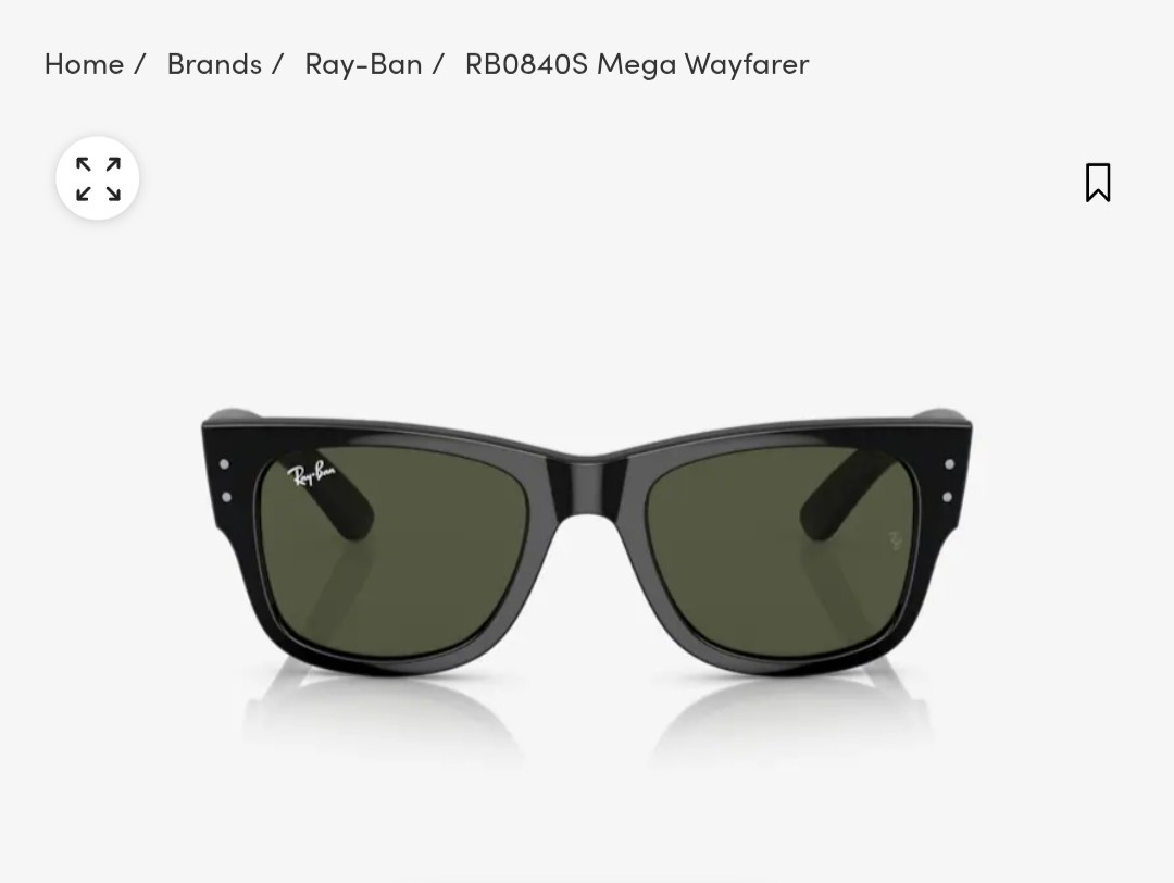 Ray-Ban RB 0840-S Mega Wayfarer Sunglasses Black/Blue