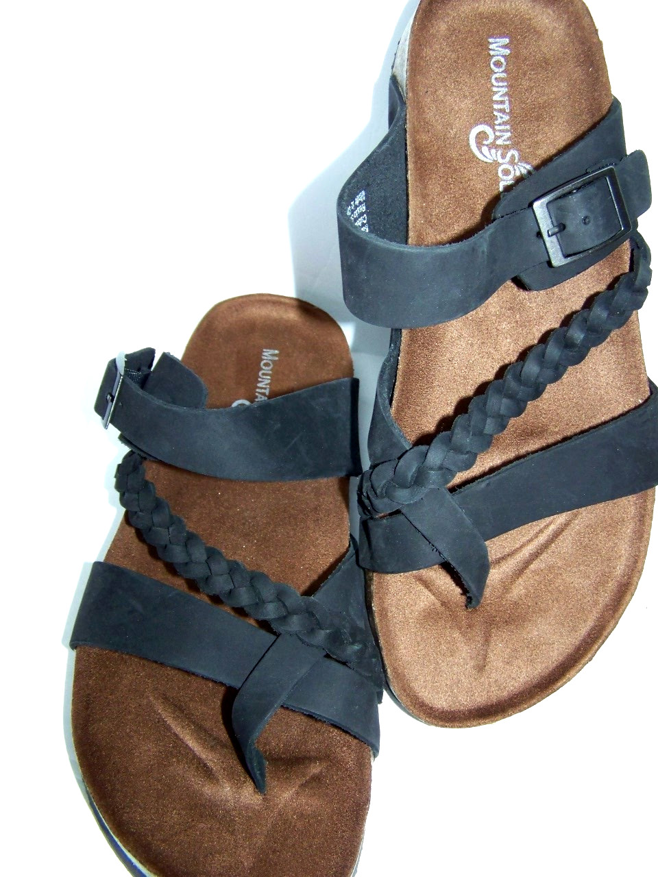 Mountain Sole Birki Womens 9M Slip-on Comf Cork Footbed Sandal Braid Leather NEW