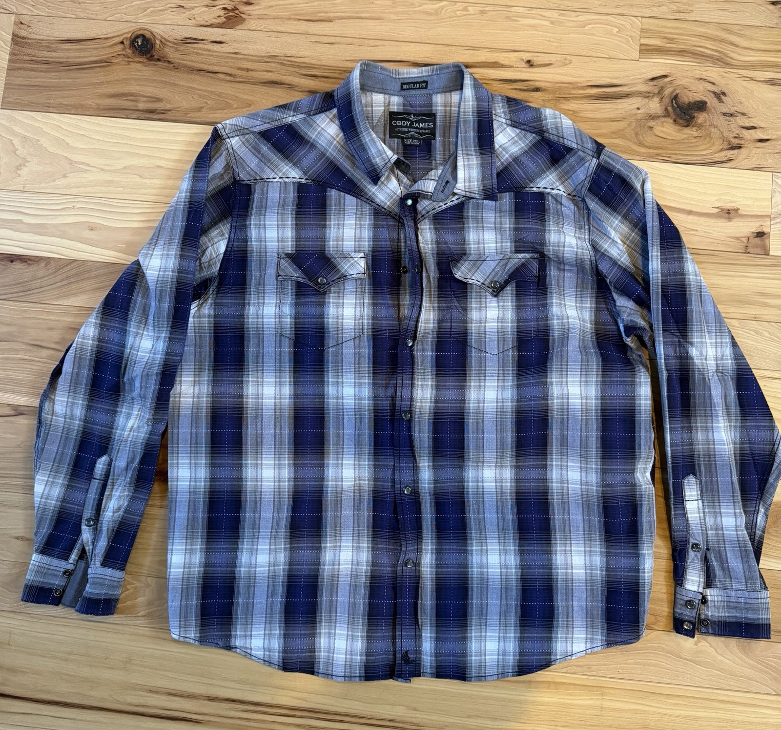 Cody James Western Shirt Men’s 2XL Purple Gray Plaid Snap Front Regular Fit