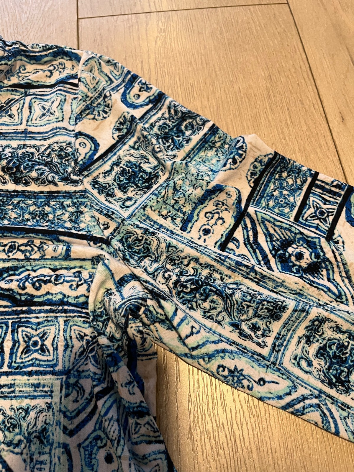 chicos womens blue boho asymmetrical 3 quarter tunic shirt top 3
