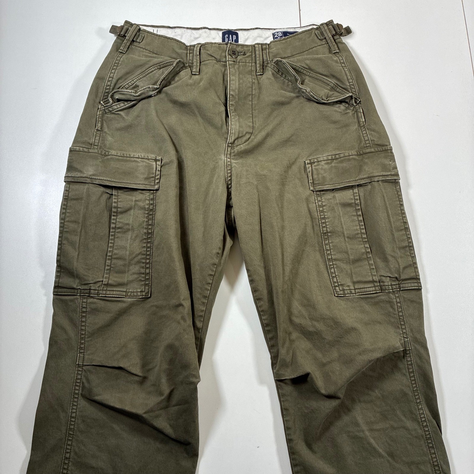 Gap Cargo Pants 29×28 Green Relaxed Military Army Flap Pockets (Tag 28×30)