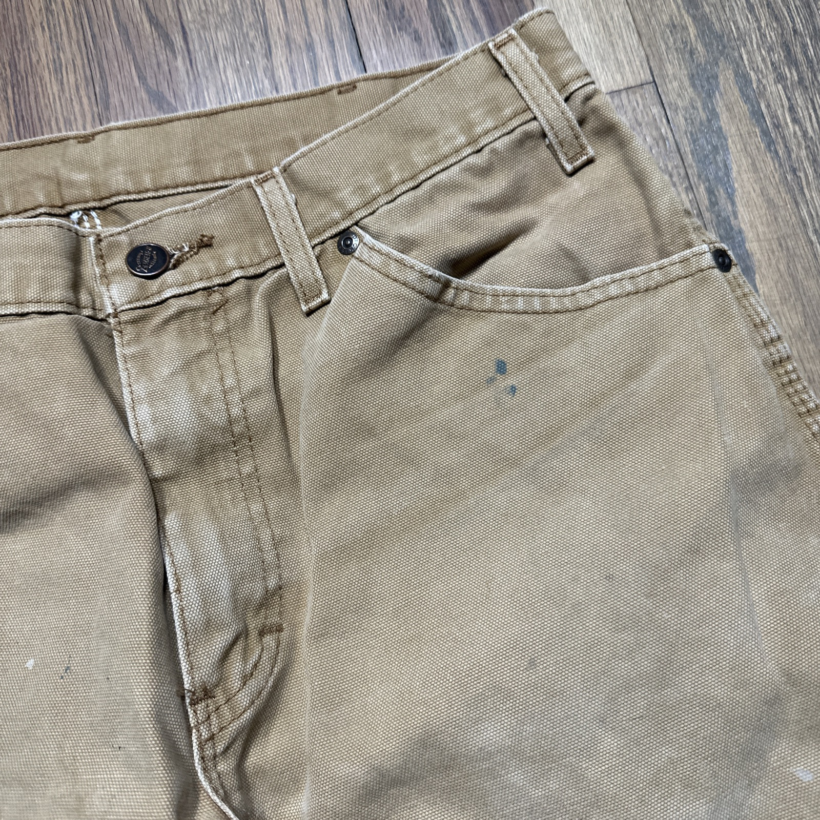 Distressed Worn DICKIES CARPENTER PANTS Classic Brown Tan 32×32 1990s Y2K
