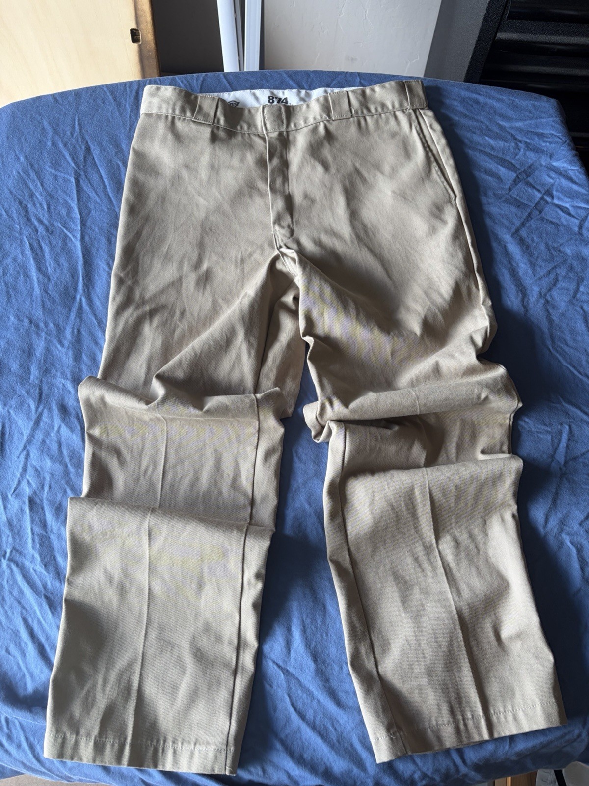 Dickies Men’s Beige 36×32 Twill Flat Front Relaxed Straight Work Pants