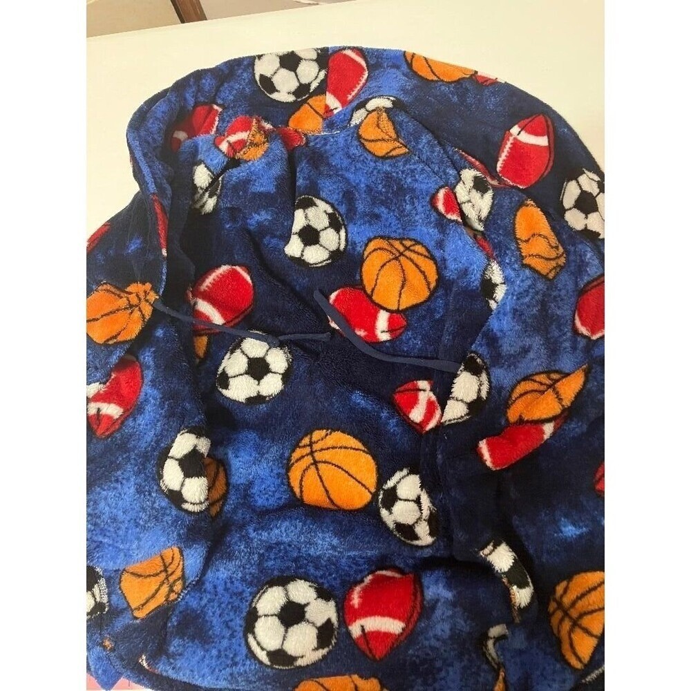Cherokee Kids Blue Fleece Bath Robe Size S Basketball Football Soccer