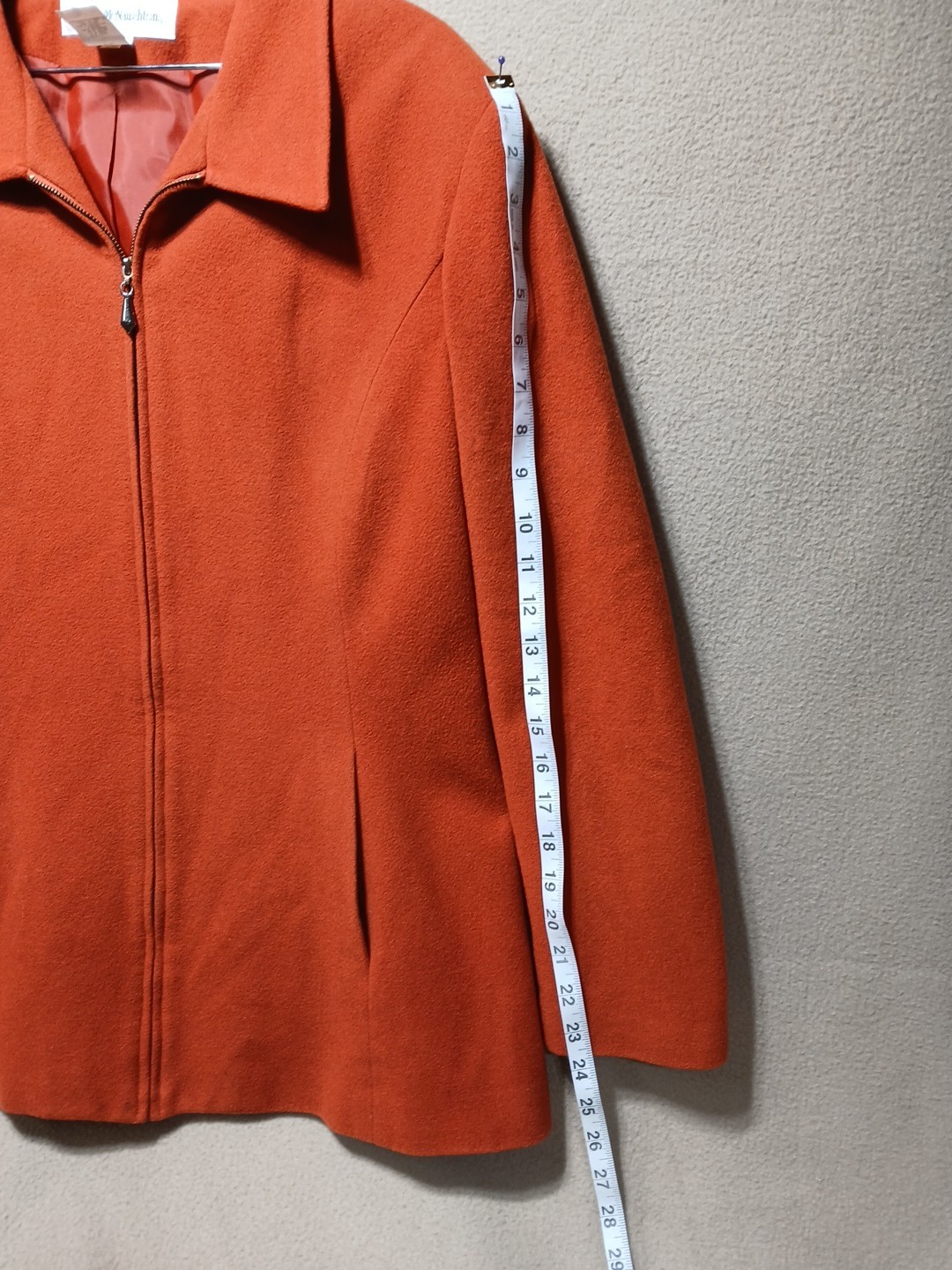 Norton McNaughton Jacket Size 12 Wool/Cashmere Full Zip Burnt Orange Soft A-Line