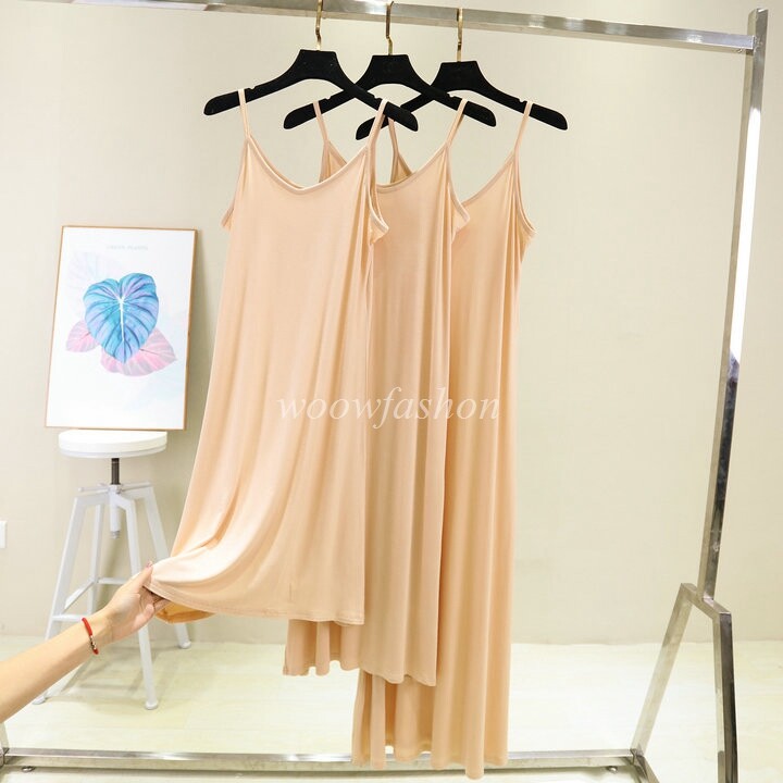 Women Cami Full Slip Plain Long Loose Dresses Camisole Liner Under dress