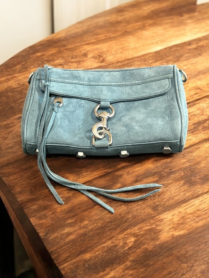 Rebecca Minkoff Blue suede leather mini mac crossbody bag READ