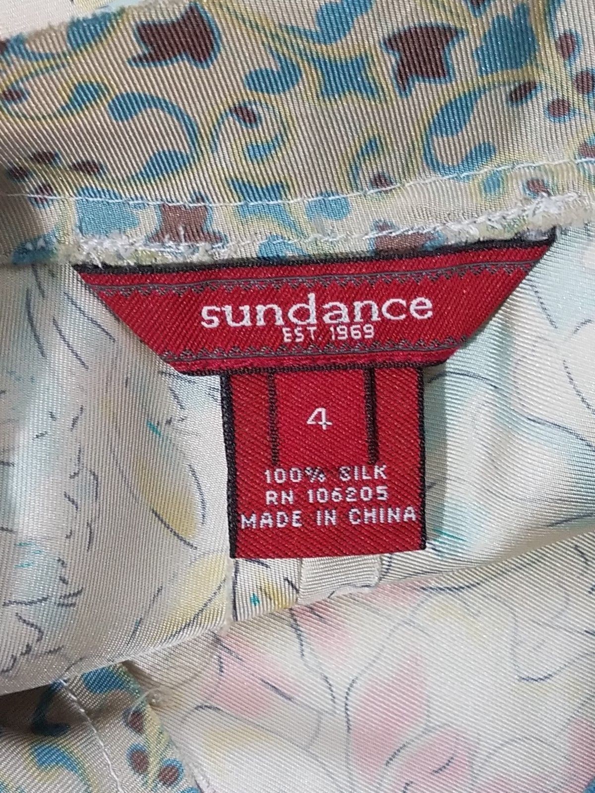 Sundance ivory pink blue floral silk v-neck sleeveless blouse shirt ladies 4