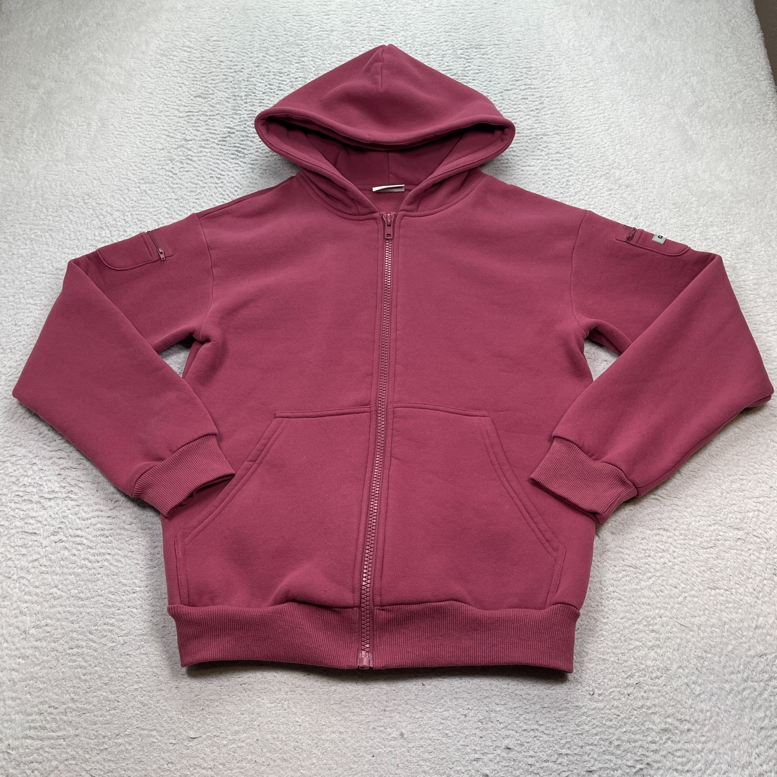 Comfrt Zip Hoodie Maroon Sz XS Oversized Cargo pockets