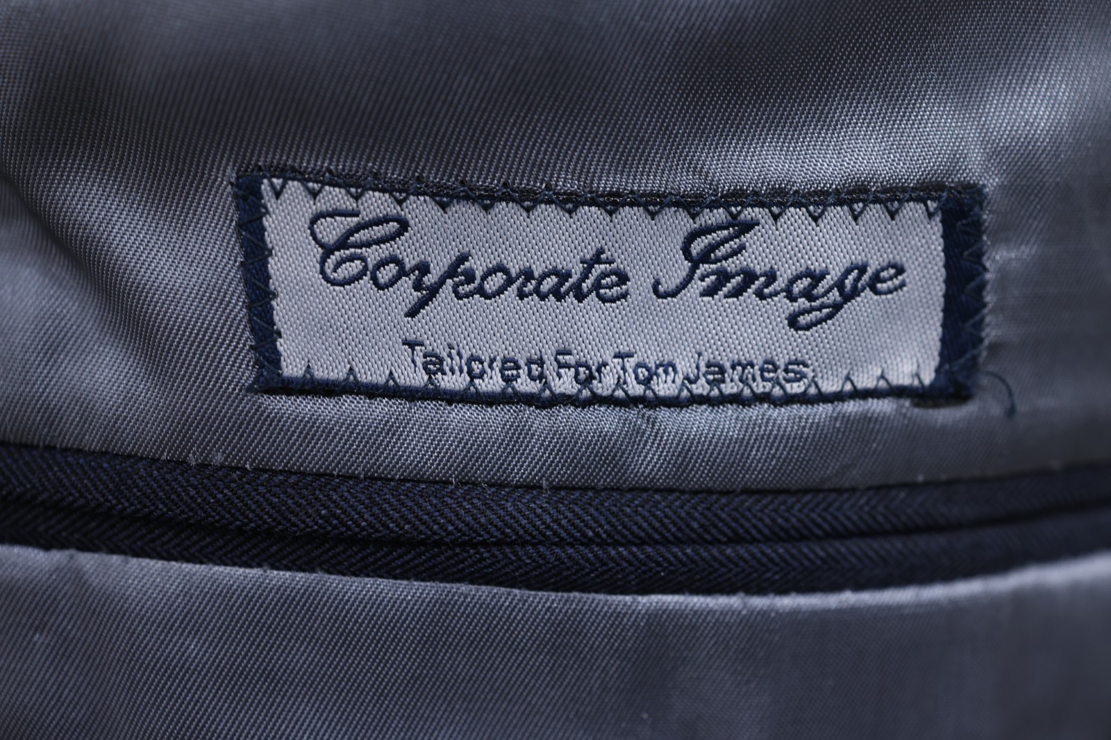 TOM JAMES CORPORATE IMAGE mens blue HERRINGBONE sport coat jacket blazer 44 L