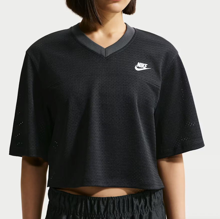 Nike Sportswear Heritage Cropped Mesh Jersey Women Casual Top AsiaFit IR1651-010