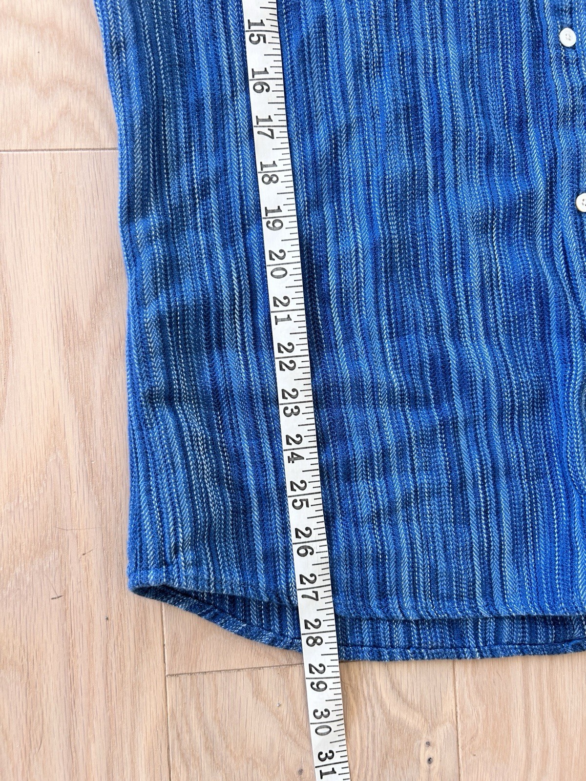 Gustin Shirt Mens XL Indigo Fade Pinstripe Button Up USA