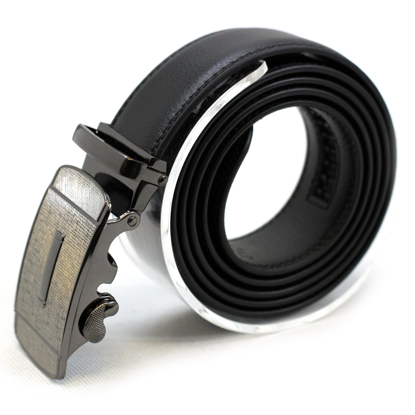 Men’s Automatic Click Lock Buckle Waist Strap Dress Comfort Black Belt Casual