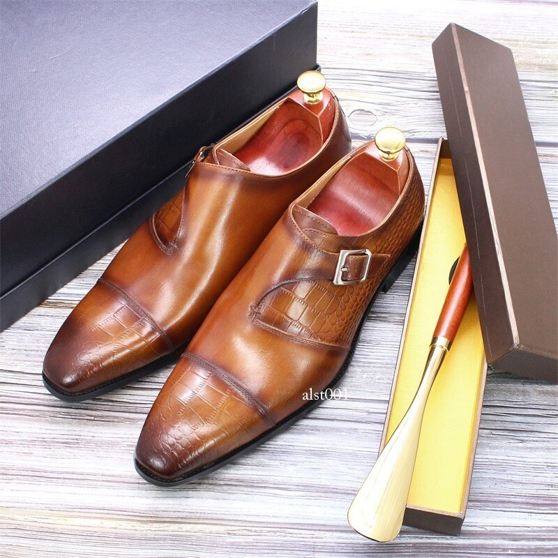38-47 Plus Size Italian Style Mens Real Leather Formal Dress Monk Strap Shoes sz