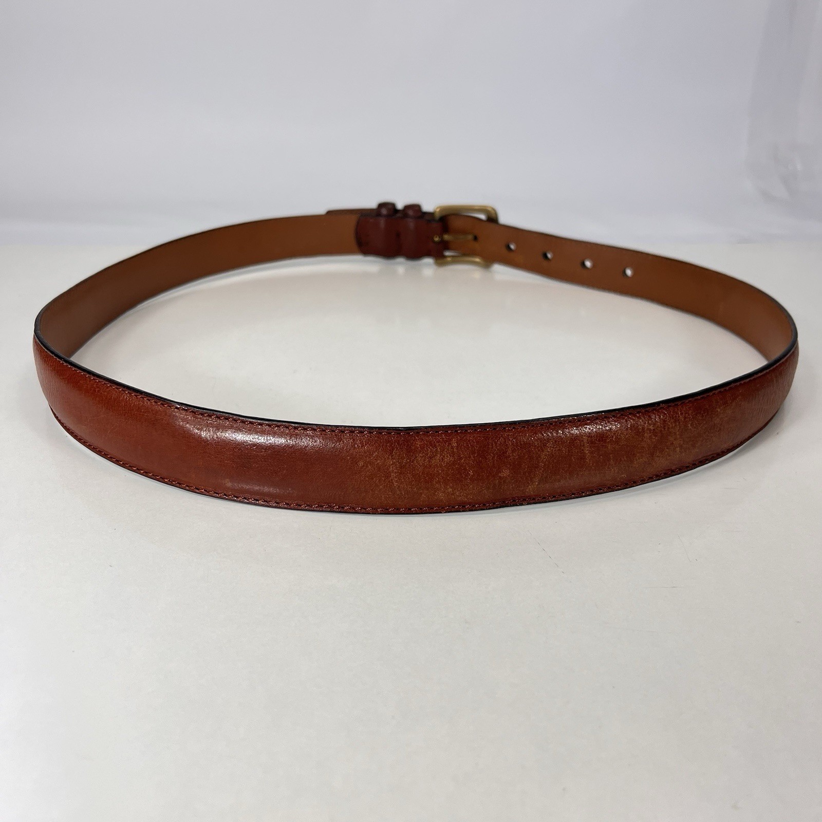 Roundtree & Yorke Worn Brown Italian Full Grain Leather Dress Belt – Men Size 36