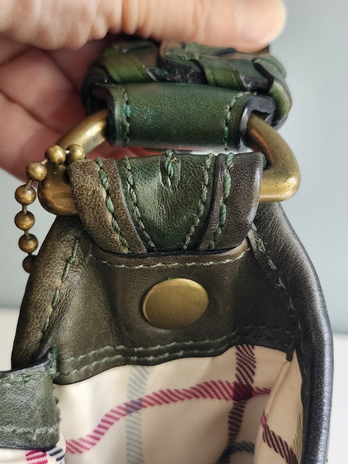Y2K Coach Bleecker Tattersall Large Flap Shoulder Bag Green F0769-11419 Vintage