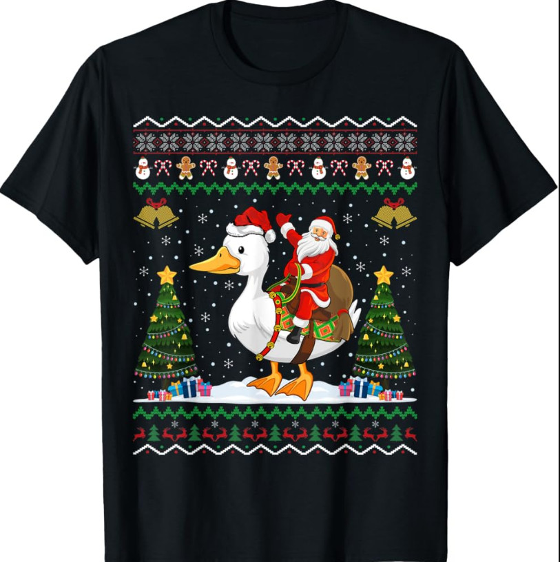 Christmas Duck full size t-shirt mwen women Black CH024