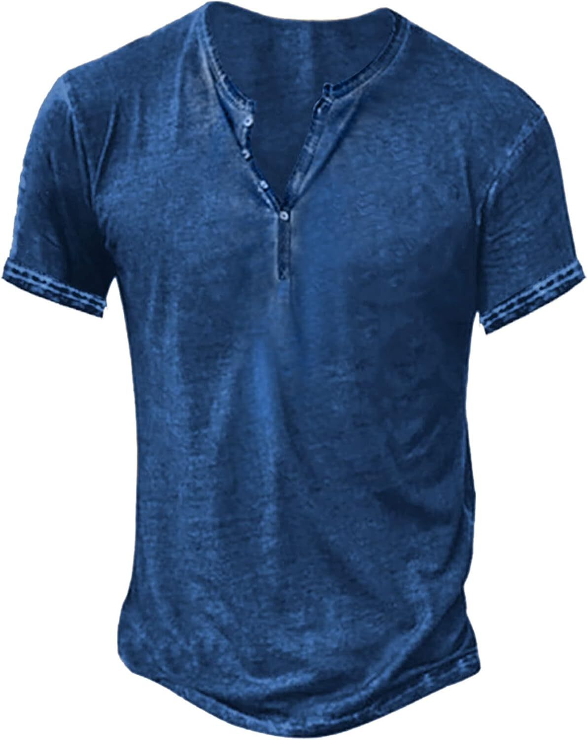 Mens Summer Henley Casual Tee Tops Short Sleeve V Neck Holiday Pullover T Shirt